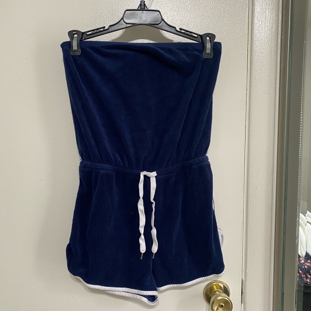 Navy Blue Terry Tube Romper